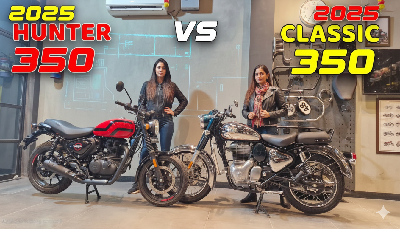 ₹56,000 क्यों खर्च करें? Royal Enfield Classic 350 vs Hunter 350 – कौन है असली ‘पैसा वसूल’ डील?